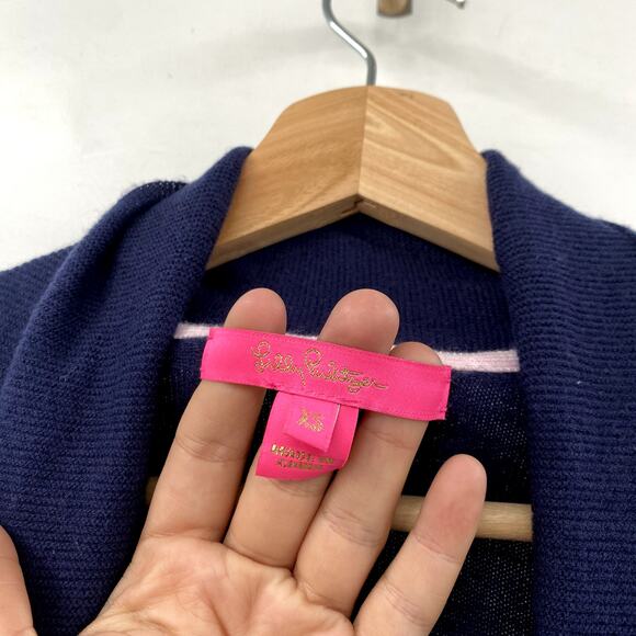 Lilly Pulitzer Size XS Navy Open Front Cardigan - Picture 3 of 5